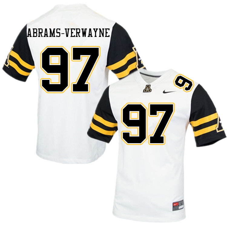 Men #97 Kevin Abrams-Verwayne Appalachian State Mountaineers College Football Jerseys Sale-White - Click Image to Close